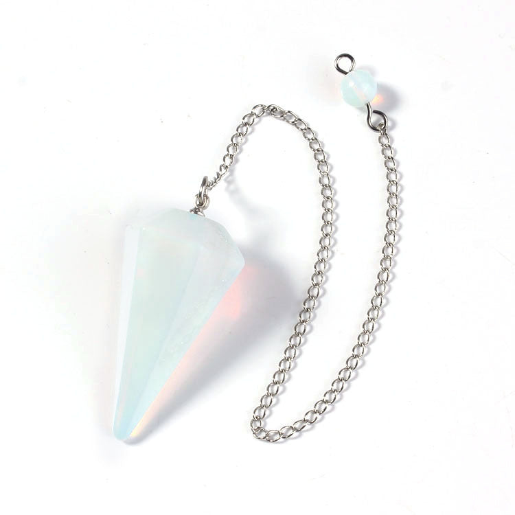 Natural Crystal Stone Hexagonal Cone Pendant