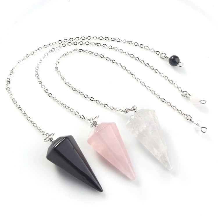 Natural Crystal Stone Hexagonal Cone Pendant