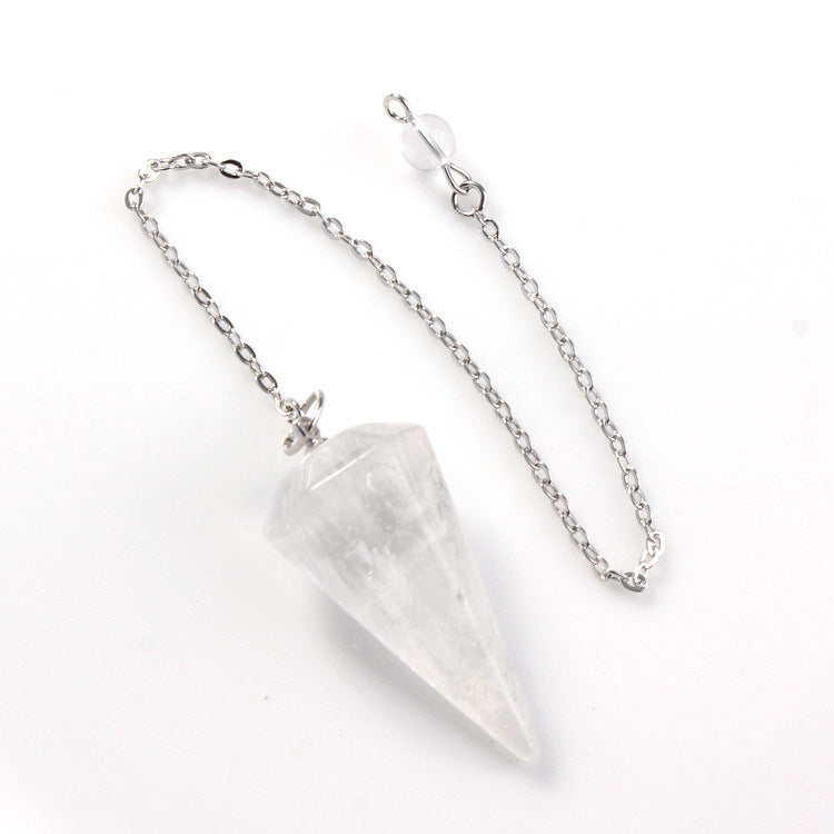 Natural Crystal Stone Hexagonal Cone Pendant