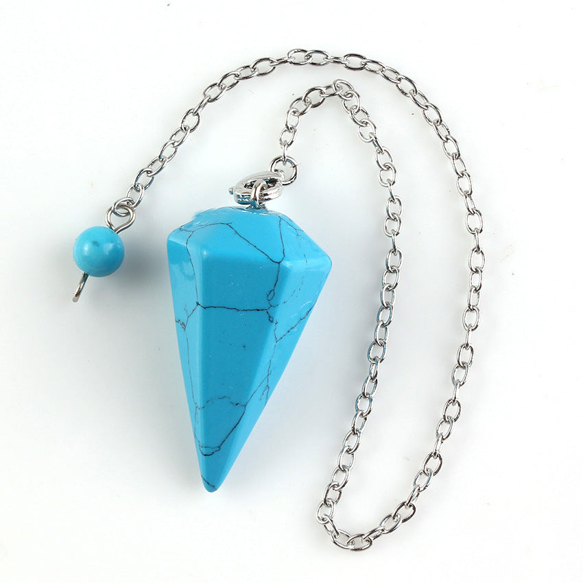 Natural Crystal Stone Hexagonal Cone Pendant