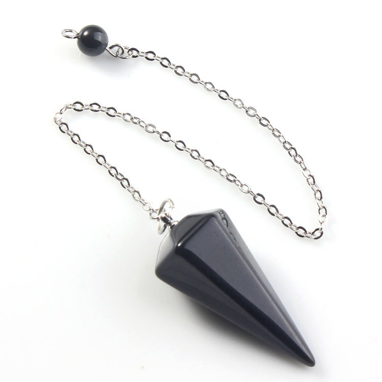 Natural Crystal Stone Hexagonal Cone Pendant