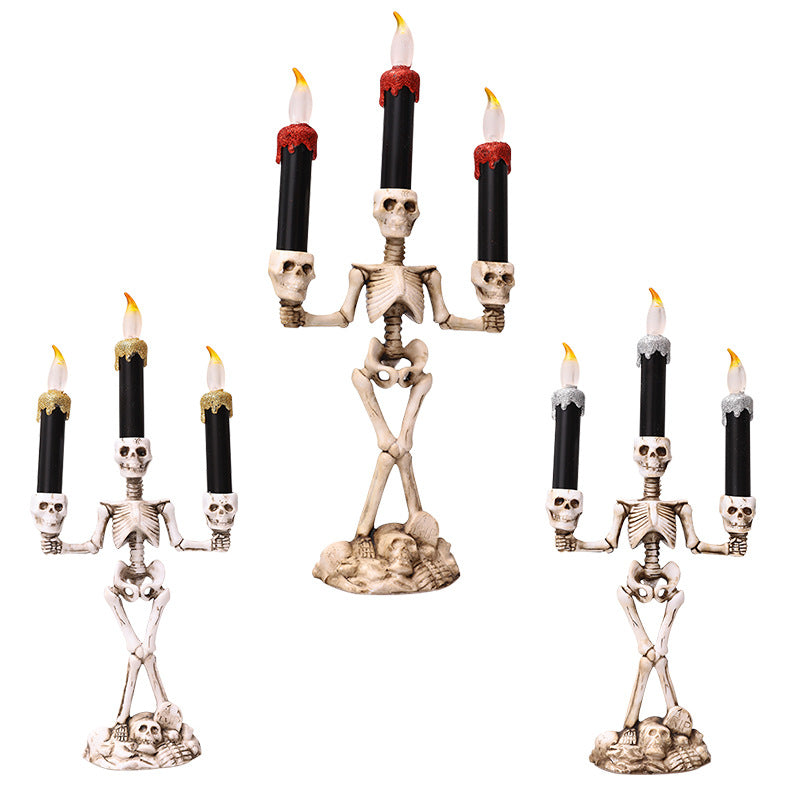 Halloween Three candles skeletons decoration