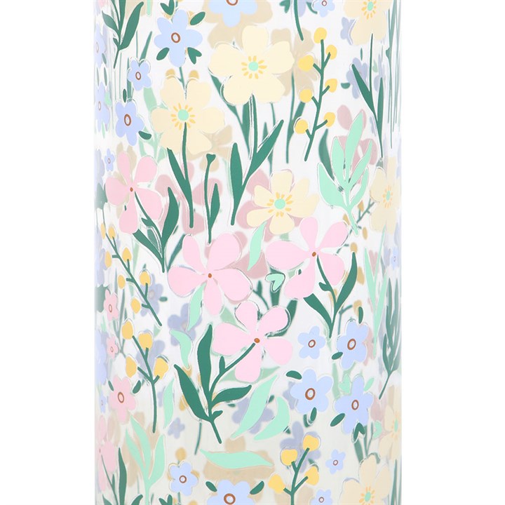 Ditsy Floral Print Glass and Bamboo Water Bottle