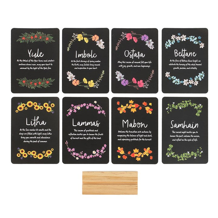 Wheel of the Year Altar Cards with Stand