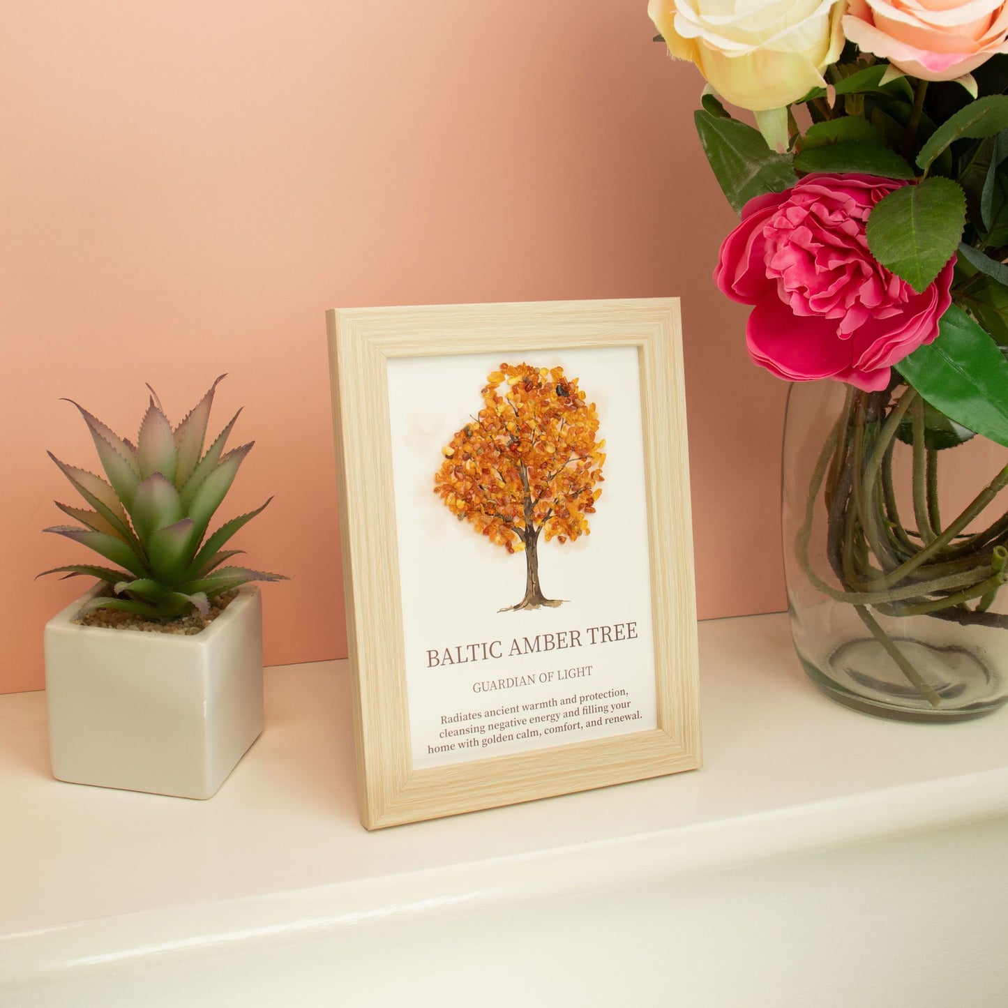 Gemstone Picture - Tree of Life - Baltic Amber (20x14.7x1cm)