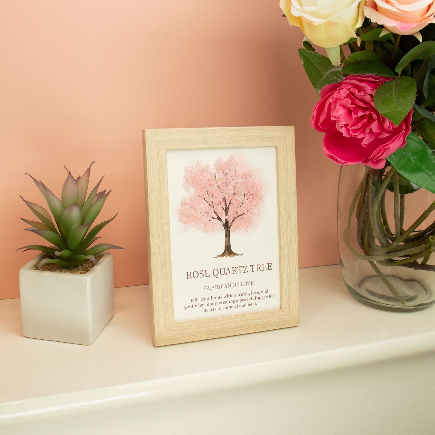 Gemstone Picture - Tree of Life - Rose Quartz (20x14.7x1cm)