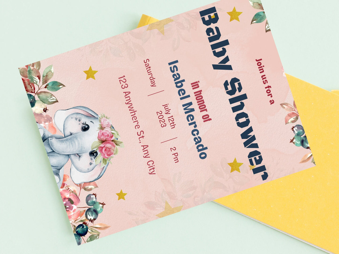 baby shower invitation - editable baby shower card - personalize baby shower - digital products