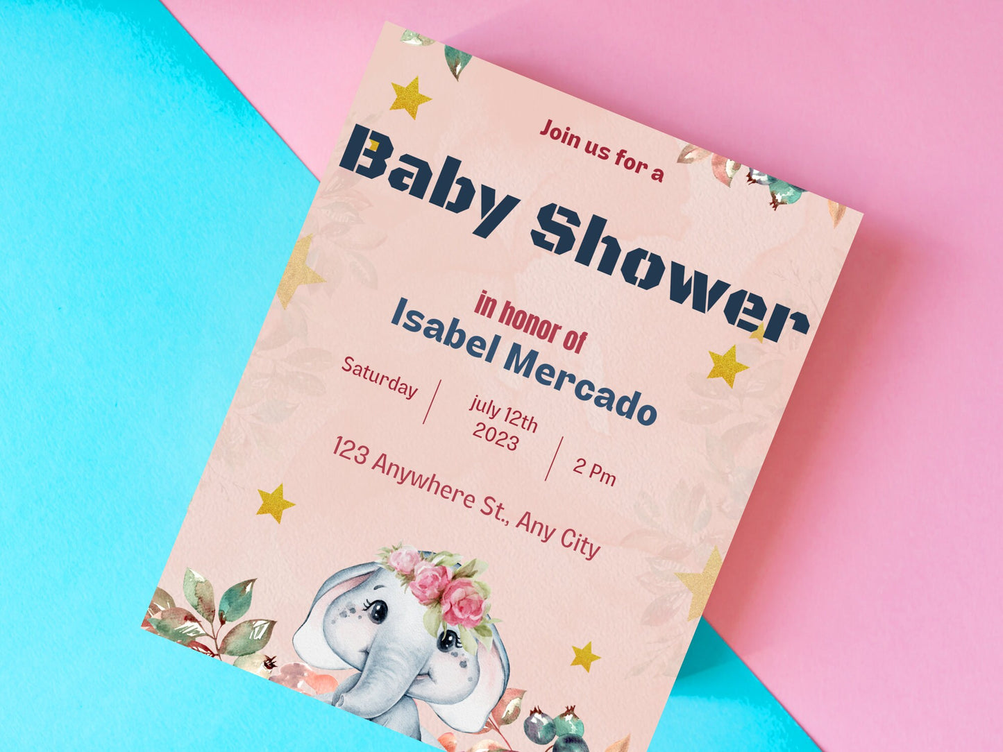 baby shower invitation - editable baby shower card - personalize baby shower - digital products