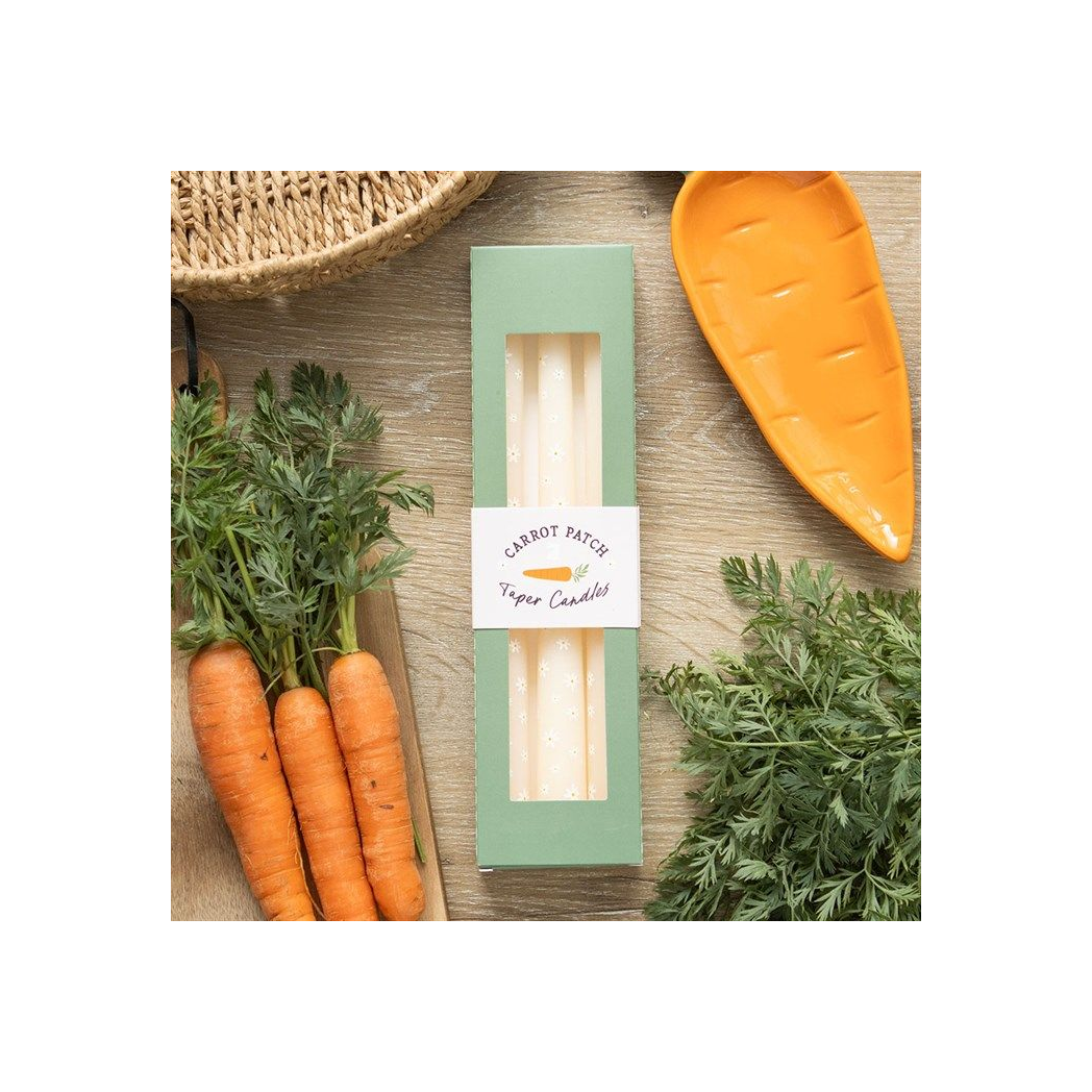 Set of 3 Carrot Patch Daisy Taper Candles