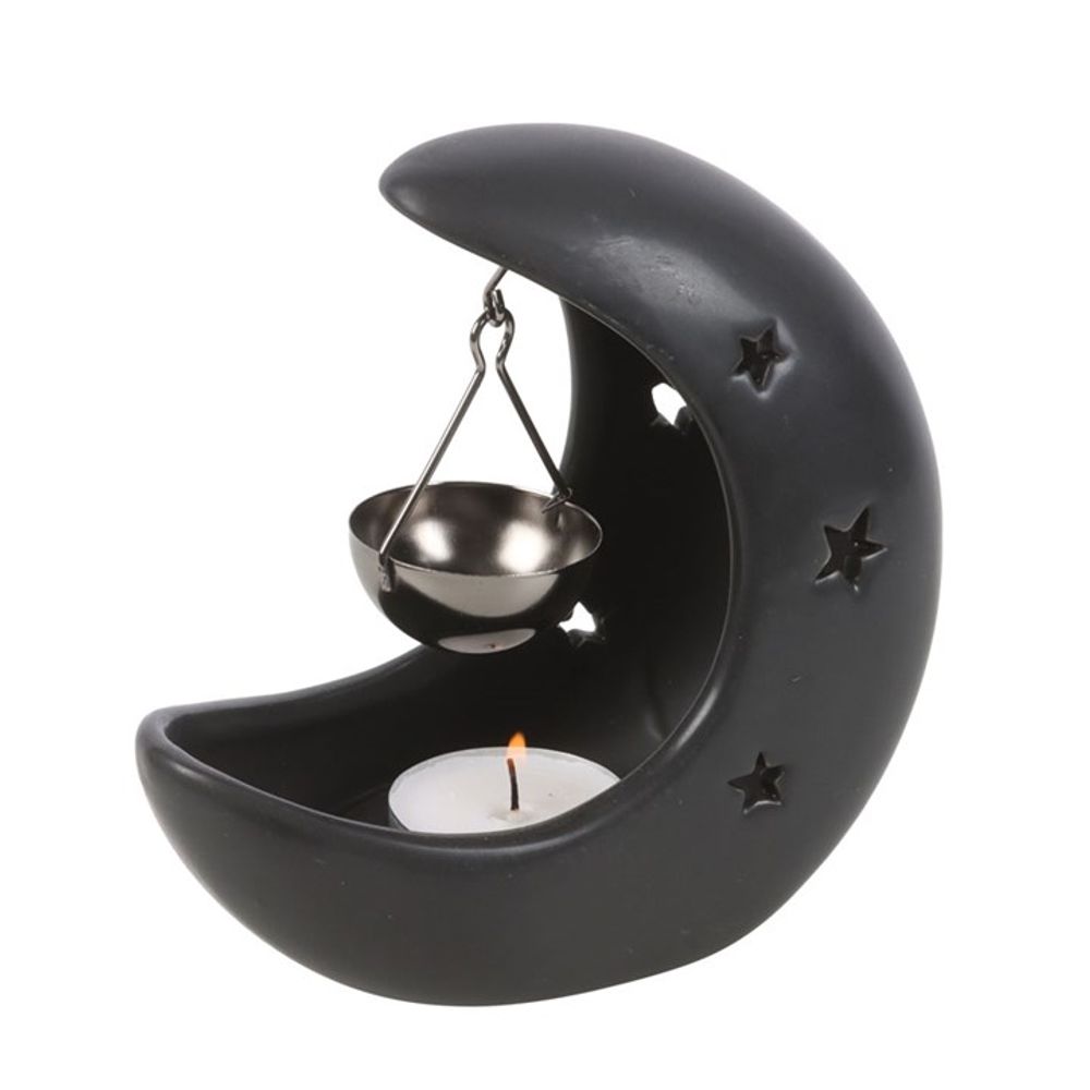 Black Crescent Moon Hanging Oil Burner