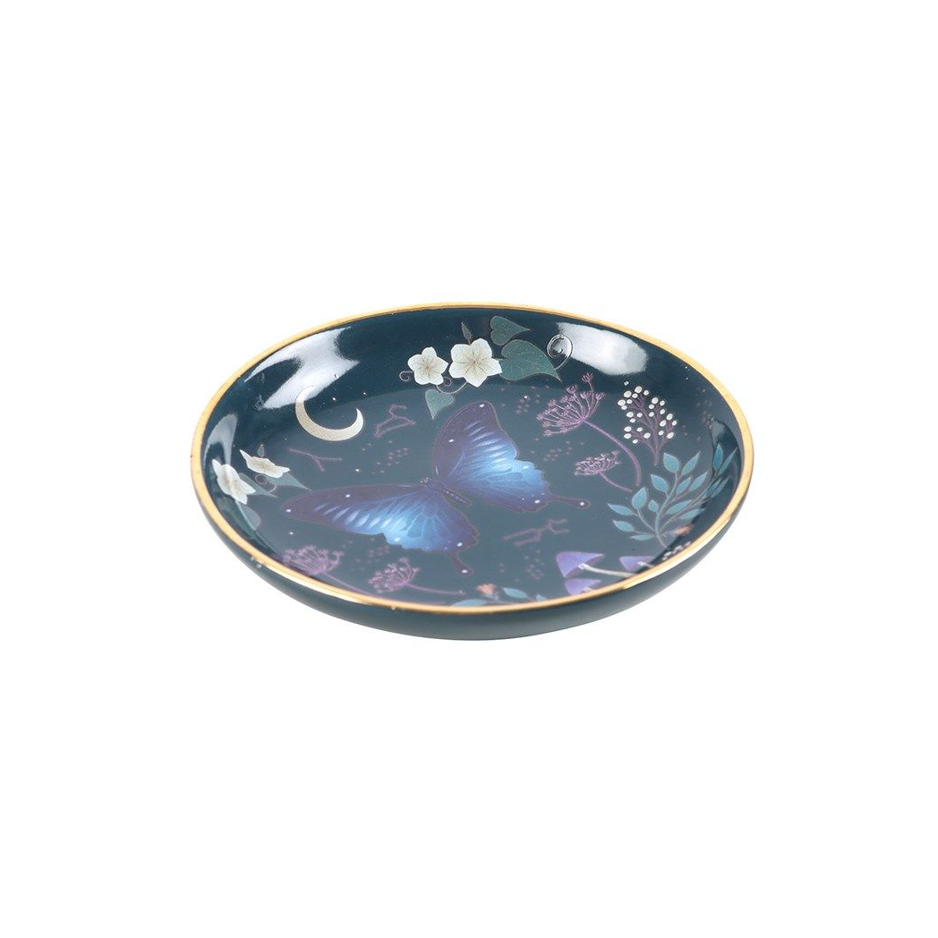 Round Midnight Moth Trinket Dish