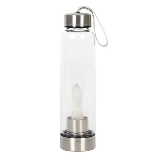 Clear Quartz Energising Glass Water Bottle