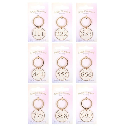 Pack of 9 Angel Number Keyrings