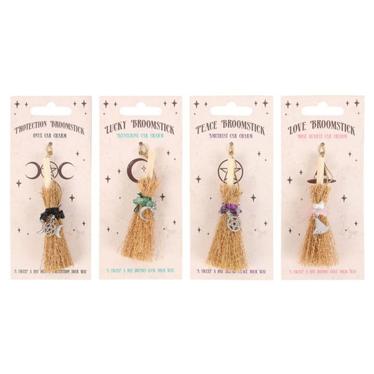 Pack of 12 Lucky Crystal Broomstick Car Charms